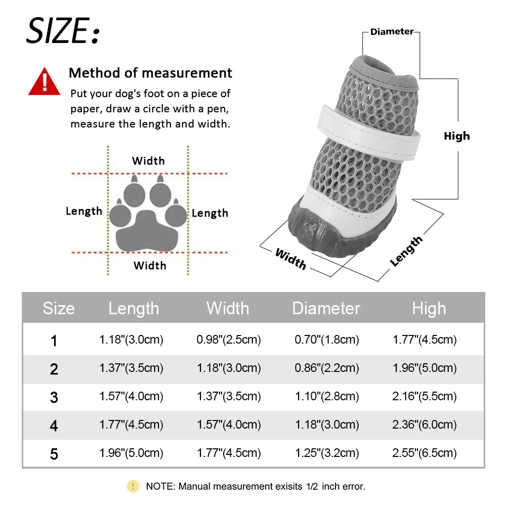Summer Dog Shoes-Anti-slip Pet Puppy Boots for Small Dogs Breathable Shoes for Small Dogs