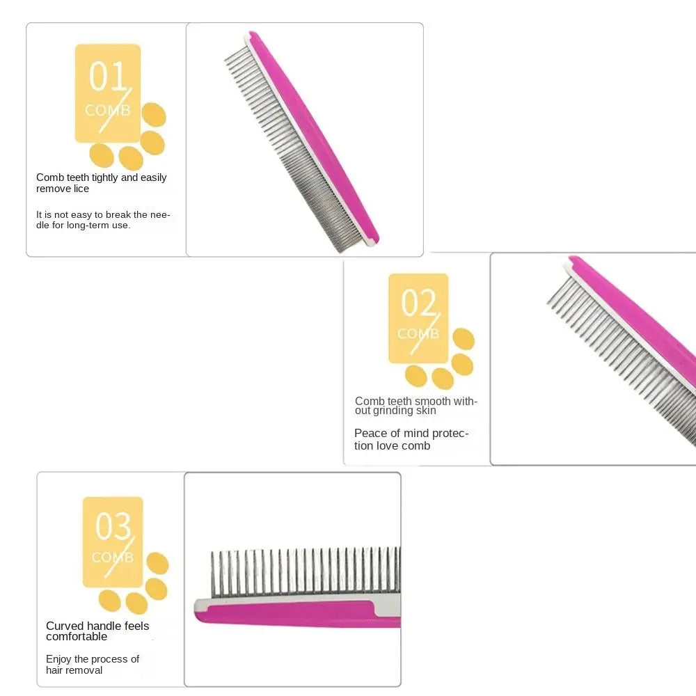 Stainless Steel Pet Open Knot Comb Professional Pet Supplies Single Row Grooming Shedding Tools Dog Cat Pin Comb Pet