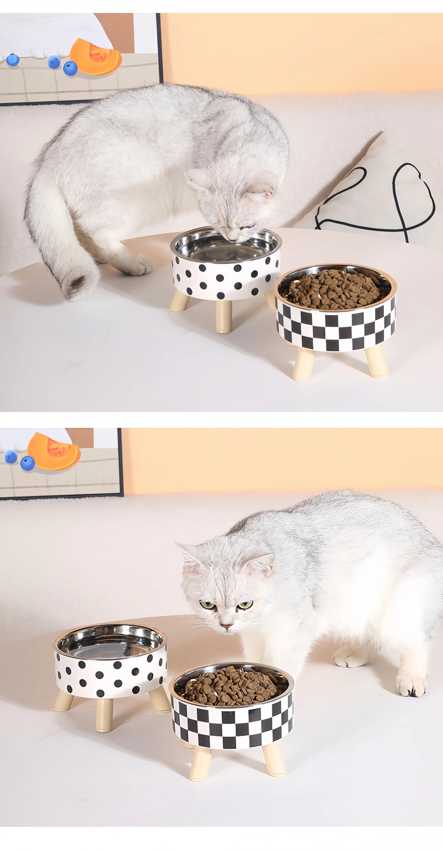 Elevated Cats Feeder Bowl Anti-choking Raised Cat Food Water Bowl With Stand Pet Feeding Drinking Supplies bowls for cats dogs