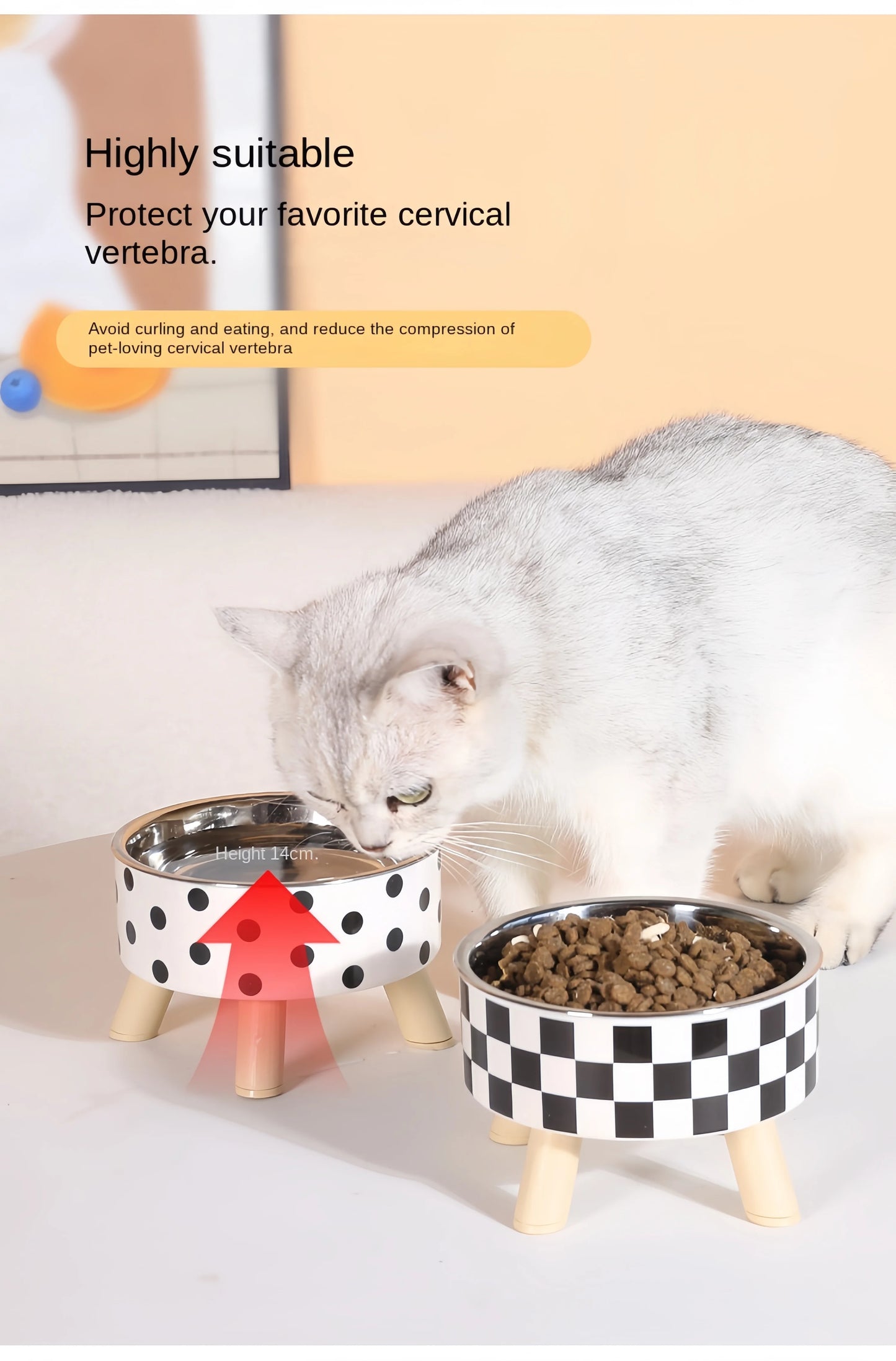 Elevated Cats Feeder Bowl Anti-choking Raised Cat Food Water Bowl With Stand Pet Feeding Drinking Supplies bowls for cats dogs