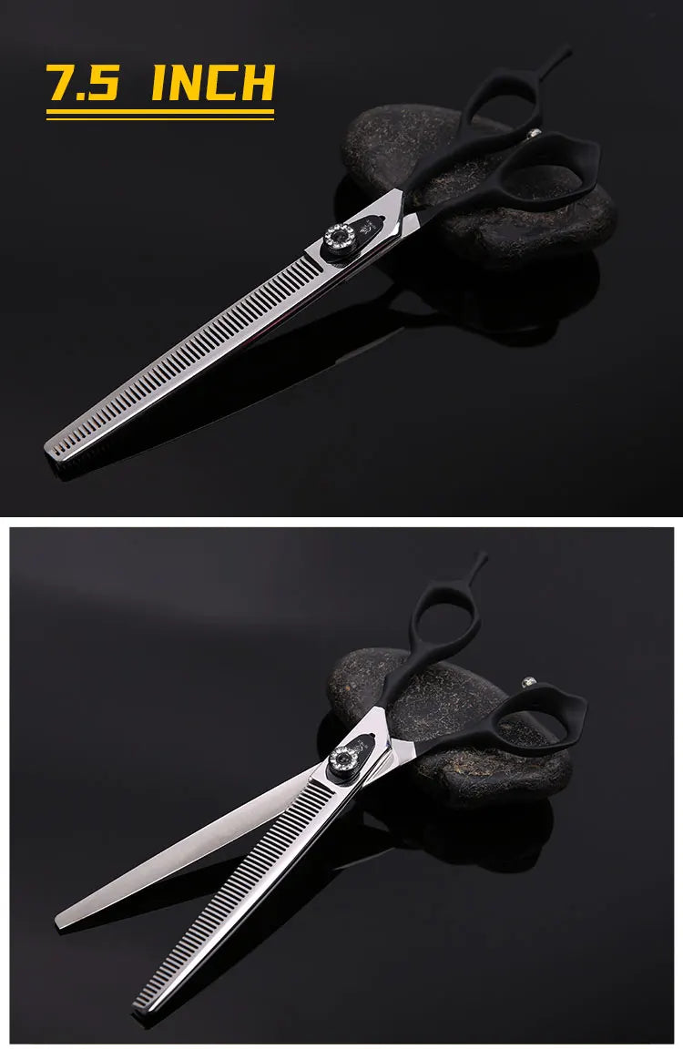 Fenice 7.0/7.5 inch Professional Pet Dog Grooming Thinning Scissors Black Handle Thinning Rate 35% Thinner Shears JP440C