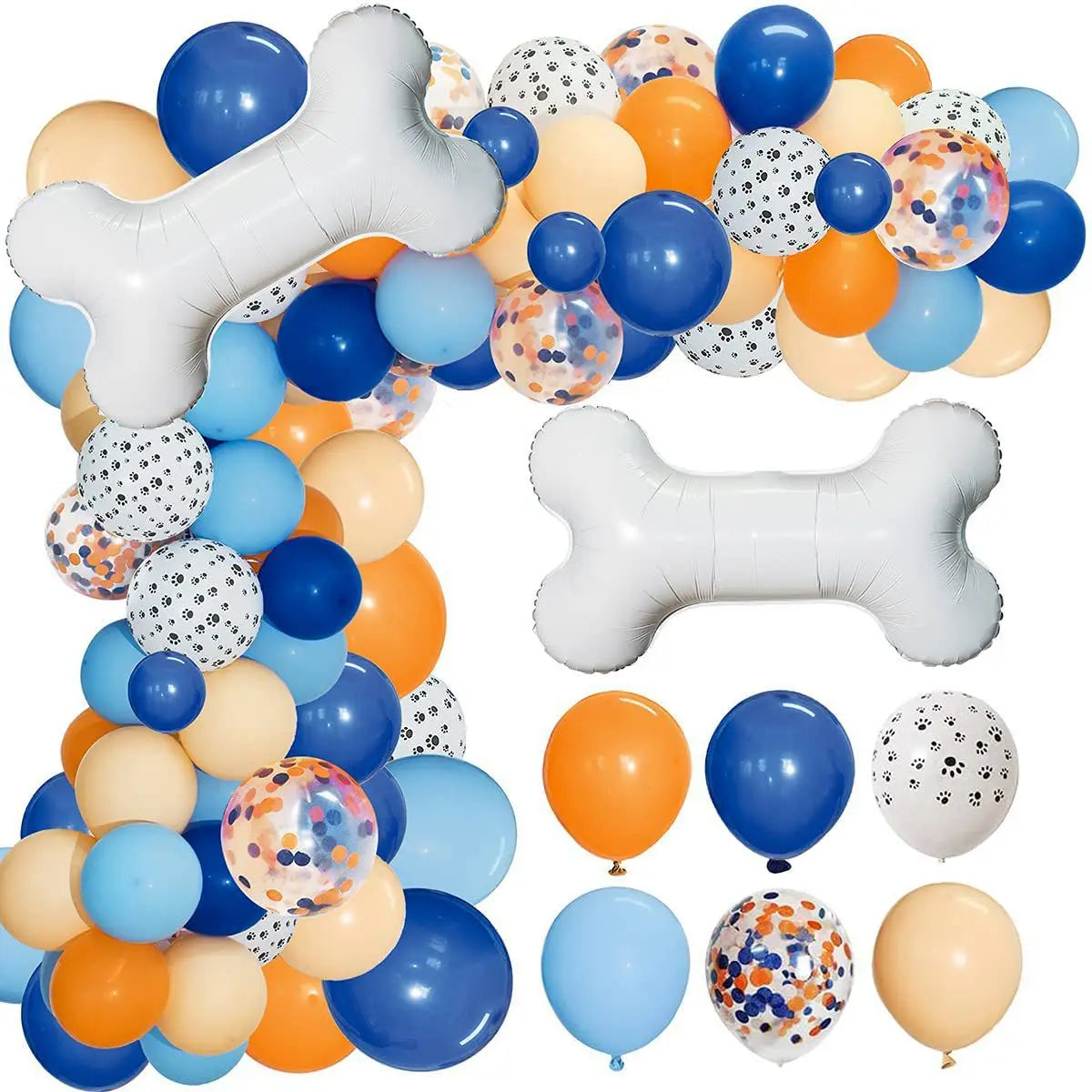 Dog Paw Balloons Arch Garland Blue Orange White Paws Air Globos Bone Foil Balloon for Baby Shower Birthday Party Decor