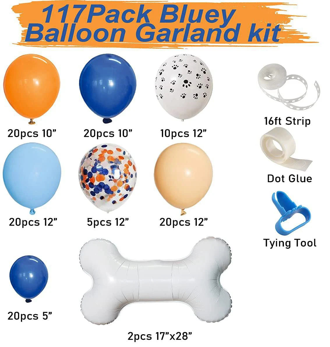 Dog Paw Balloons Arch Garland Blue Orange White Paws Air Globos Bone Foil Balloon for Baby Shower Birthday Party Decor