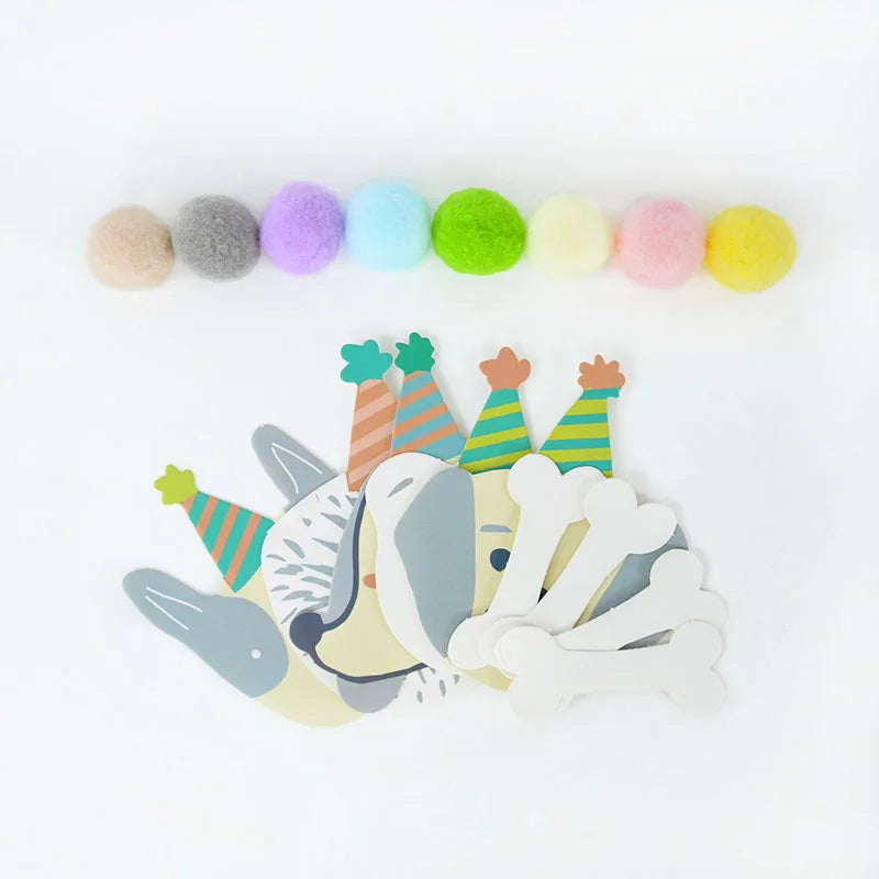 Cat Dog Pet Party Flag Garland Cartoon Happy Birthday Decoration Cute Dog And Cat Animal Paper Banner For DIY Pet Party Supplies