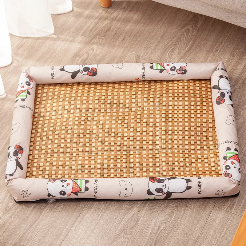 Summer Cat Nest Pet Cooling Mat Dog Cooling Sofa Breathable Pad Moistureproof Rattan Wear Cat Puppy Basket Mats cama para