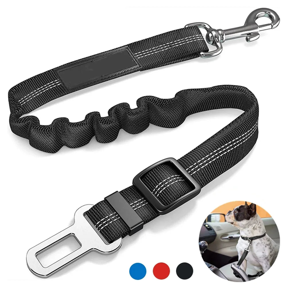Adjustable Dog Car Seat Belt Harness for Dogs-Nylon Reflective Cushioning Elasticity Car Travel Accessories for Dogs