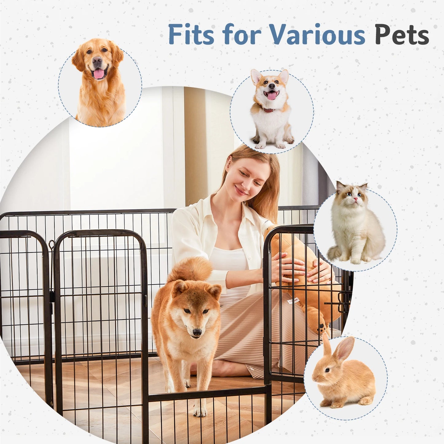 16 Panel Dog Playpen Indoor Pet Fence Exercise for Yard Gate Heavy Duty Crates with Doors Metal Dog Pen for Camping Outdoor