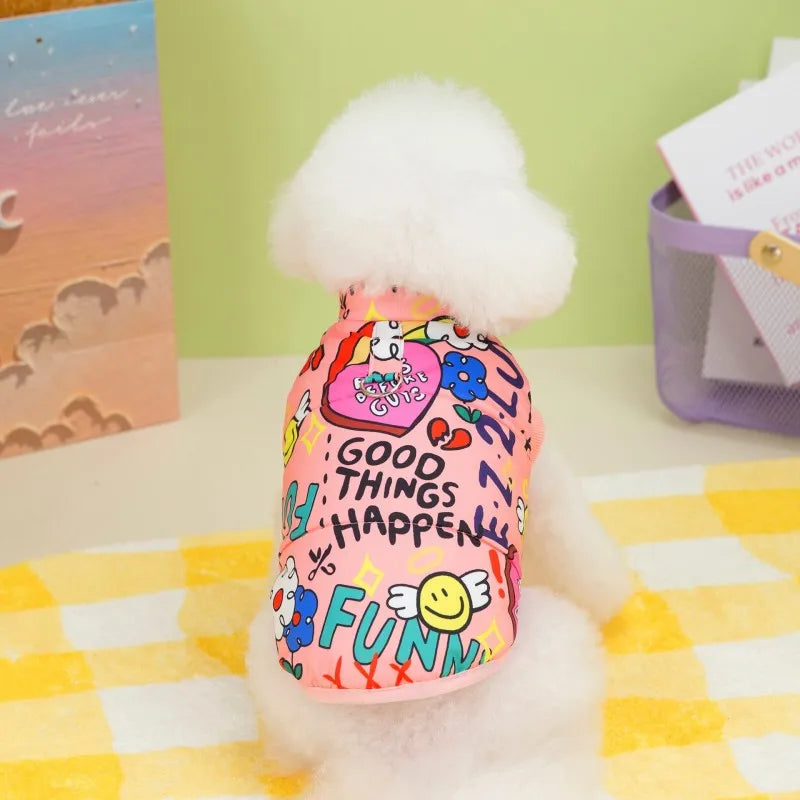 Winter Dog Jacket Waterproof Pet Coat 2025 Dog Clothes Luxury Print Parkas Pet Outdoor Warm Vest Dog Apparel
