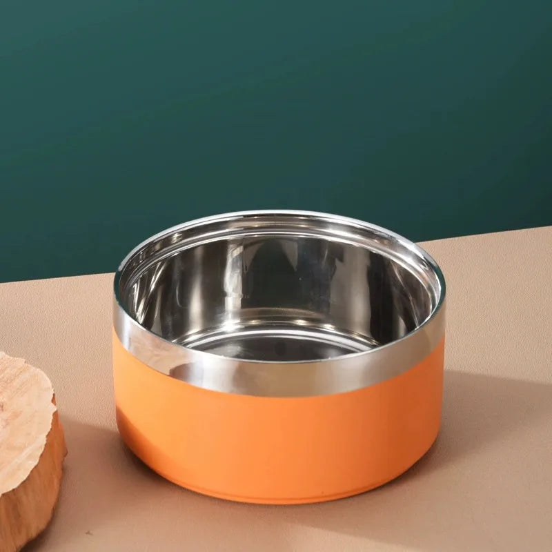 Premium Dog Bowl Stylish Large Capacity Pet Bowl Thickened Double-layer Stainless Steel Design with Non-Slip Mat for Cats Dogs
