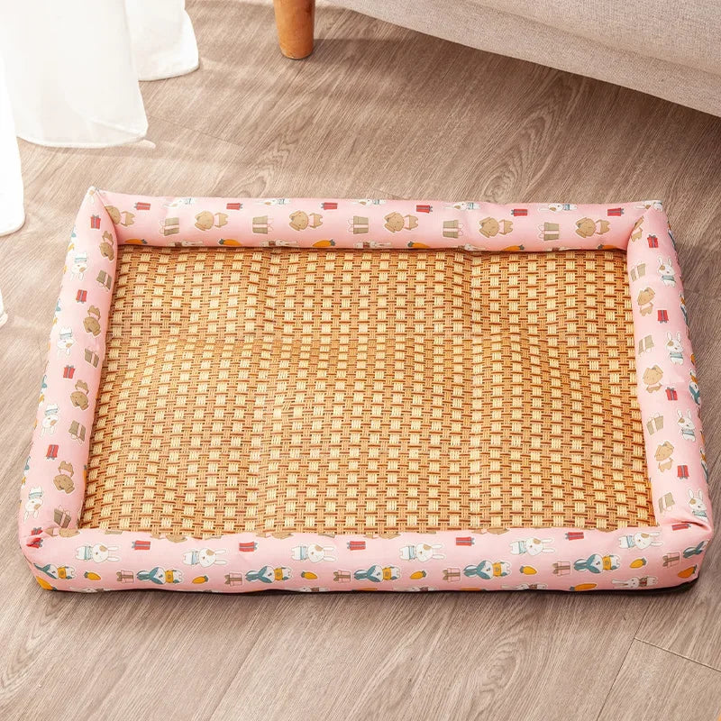 Summer Cat Nest Pet Cooling Mat Dog Cooling Sofa Breathable Pad Moistureproof Rattan Wear Cat Puppy Basket Mats cama para
