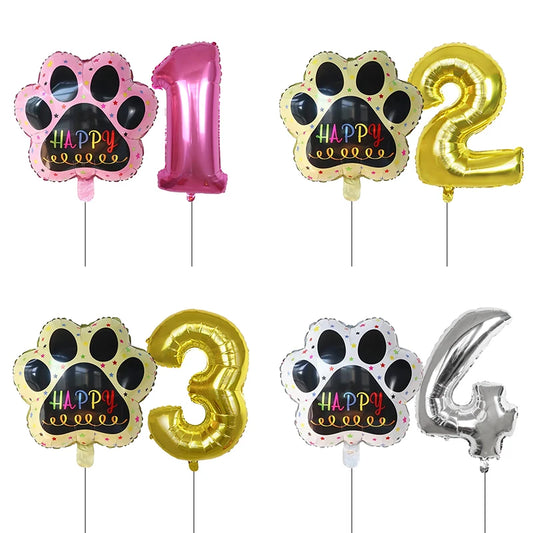 Let us Pawty Big 2 pieces/set Dog PAWS Aluminum Balloons 30-inch figure old birthday party decoration Balloon Baby