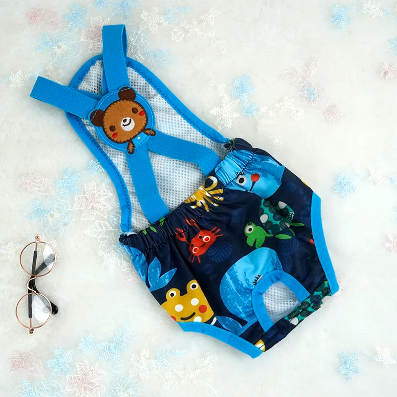Cartoon Print Pet Dog Shorts Diaper Sanitary Pants Washable