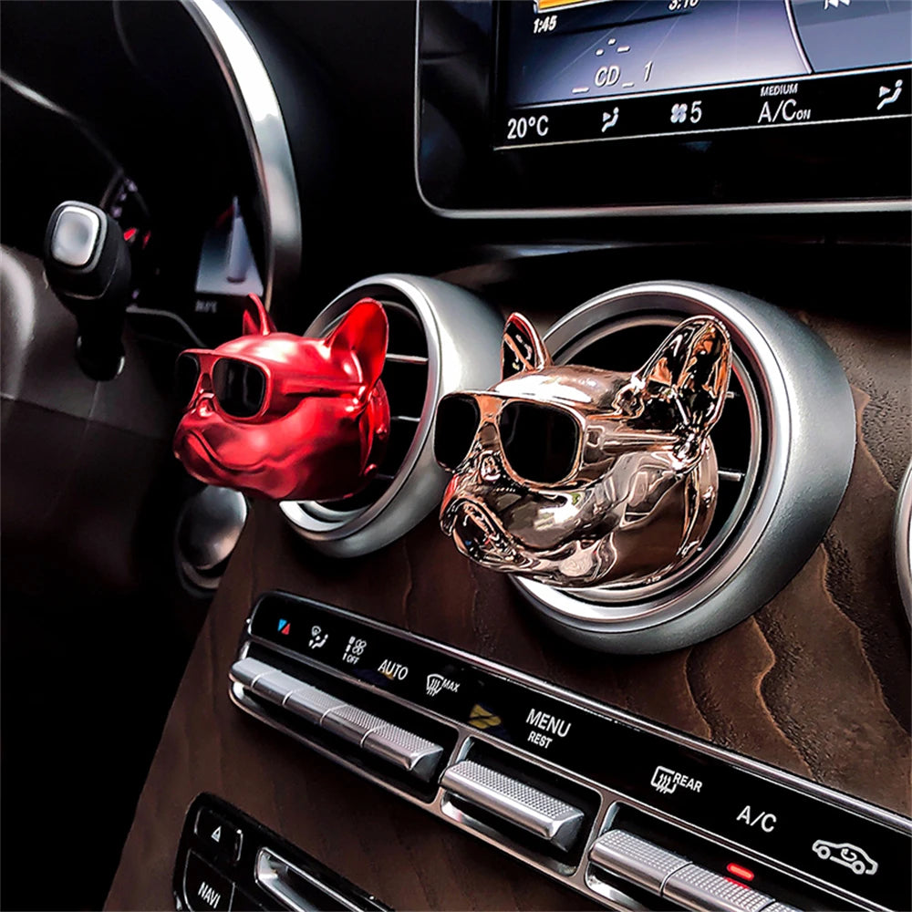 French Dog Solid Air Freshener Perfume Car Diffuser-2PCS Vehicle Deodorant Air Vent Clip Bulldog Air Freshener For Car Refill