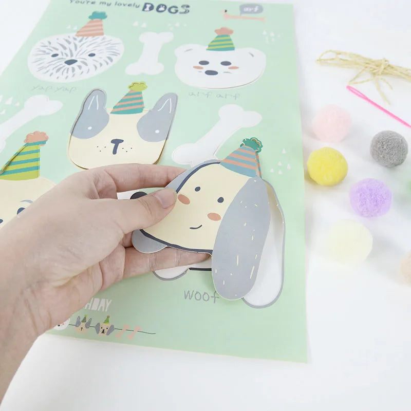 Cat Dog Pet Party Flag Garland Cartoon Happy Birthday Decoration Cute Dog And Cat Animal Paper Banner For DIY Pet Party Supplies