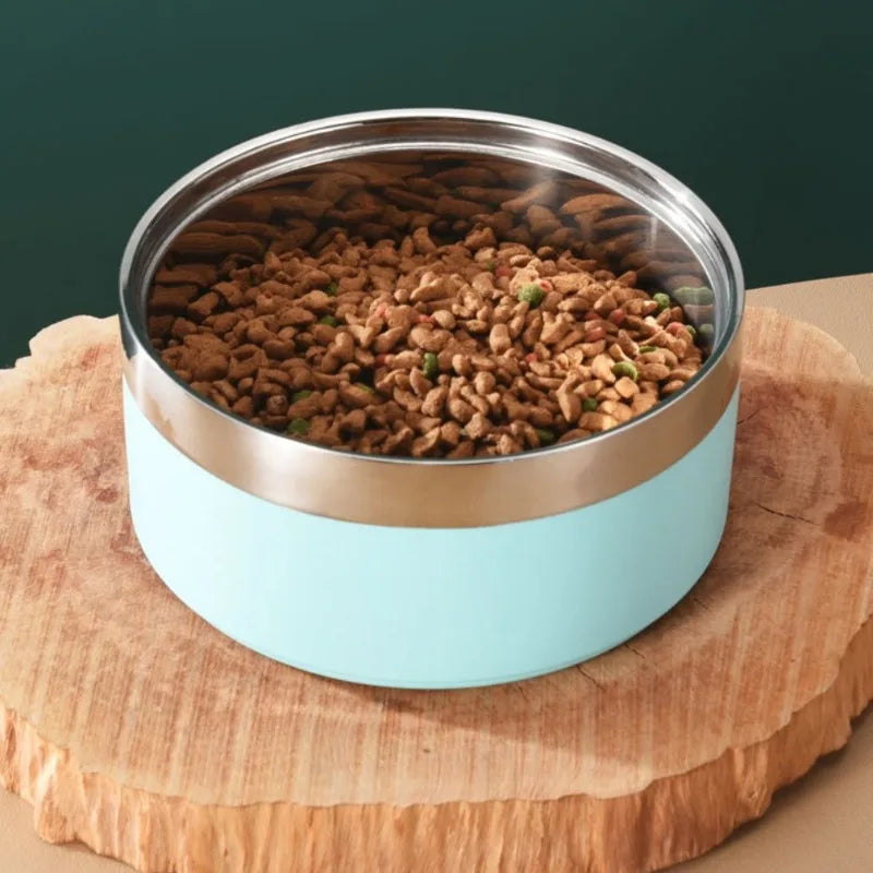Premium Dog Bowl Stylish Large Capacity Pet Bowl Thickened Double-layer Stainless Steel Design with Non-Slip Mat for Cats Dogs