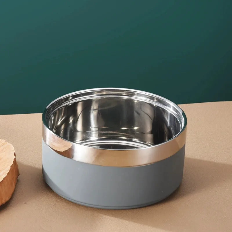Premium Dog Bowl Stylish Large Capacity Pet Bowl Thickened Double-layer Stainless Steel Design with Non-Slip Mat for Cats Dogs
