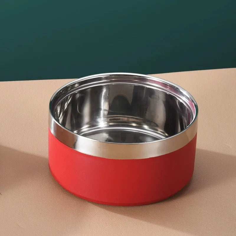 Premium Dog Bowl Stylish Large Capacity Pet Bowl Thickened Double-layer Stainless Steel Design with Non-Slip Mat for Cats Dogs