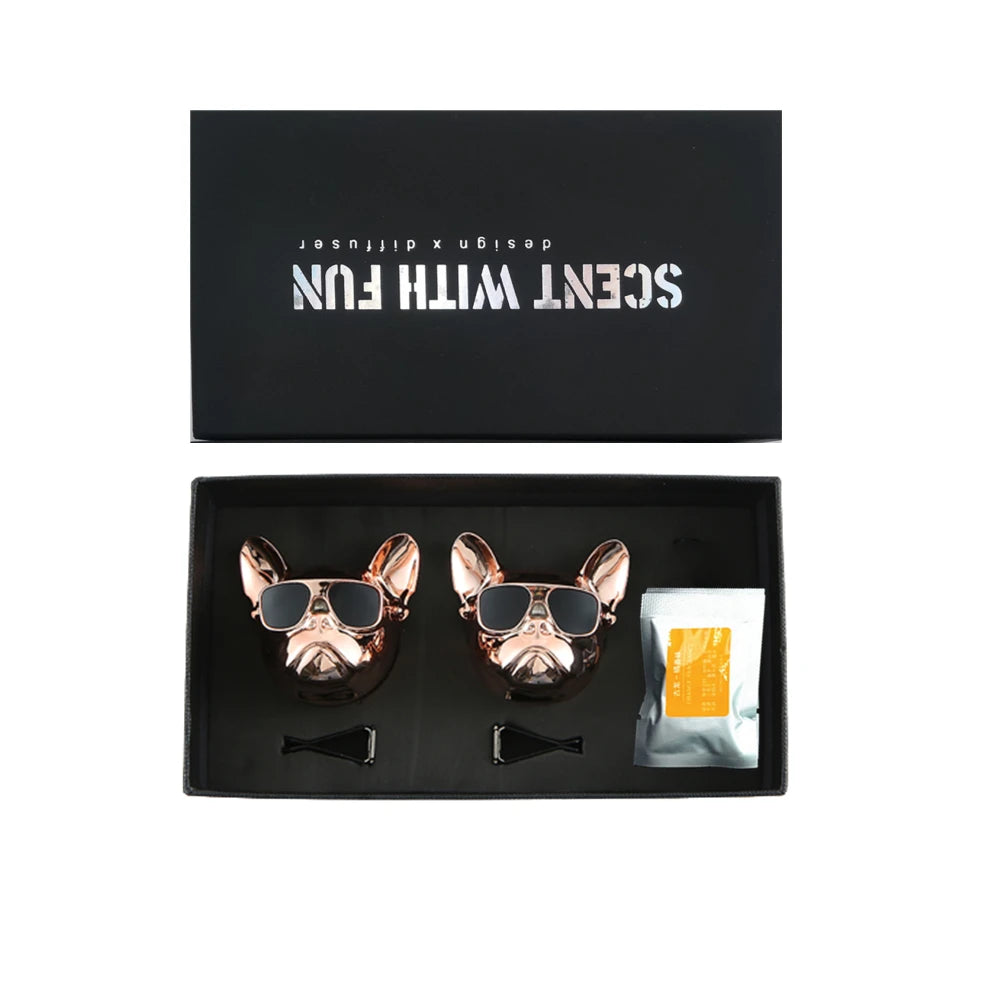 French Dog Solid Air Freshener Perfume Car Diffuser-2PCS Vehicle Deodorant Air Vent Clip Bulldog Air Freshener For Car Refill