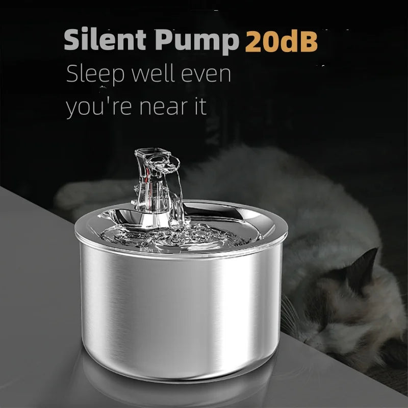Fully Stainless Steel 2L Pet Automatic Water Dispenser- cat water fountain with optional sensor and heater