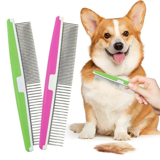 Stainless Steel Pet Open Knot Comb Professional Pet Supplies Single Row Grooming Shedding Tools Dog Cat Pin Comb Pet