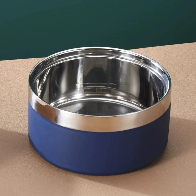 Premium Dog Bowl Stylish Large Capacity Pet Bowl Thickened Double-layer Stainless Steel Design with Non-Slip Mat for Cats Dogs