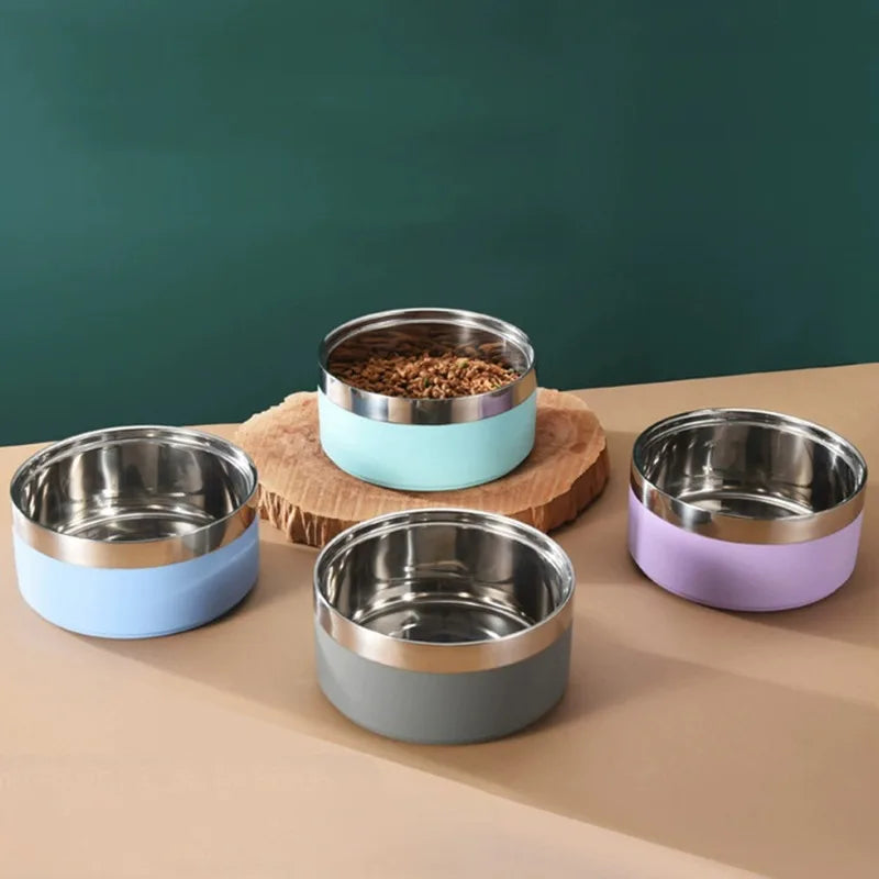 Premium Dog Bowl Stylish Large Capacity Pet Bowl Thickened Double-layer Stainless Steel Design with Non-Slip Mat for Cats Dogs