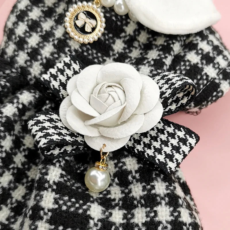 Pet Tweed Dress Spring Autumn Jackets Dog ClothesTeddy Bear Schnauzer Puppy Cat Warm Pet Clothes Dog Christmas Clothes