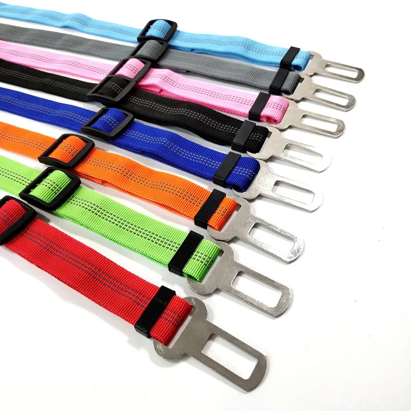 Adjustable Dog Car Seat Belt Harness for Dogs-Nylon Reflective Cushioning Elasticity Car Travel Accessories for Dogs