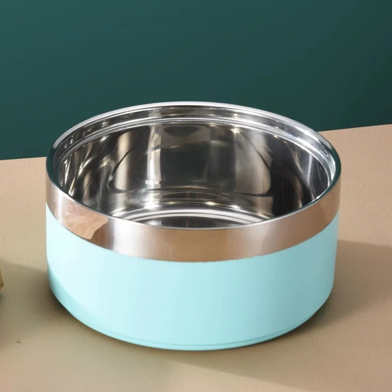 Premium Dog Bowl Stylish Large Capacity Pet Bowl Thickened Double-layer Stainless Steel Design with Non-Slip Mat for Cats Dogs