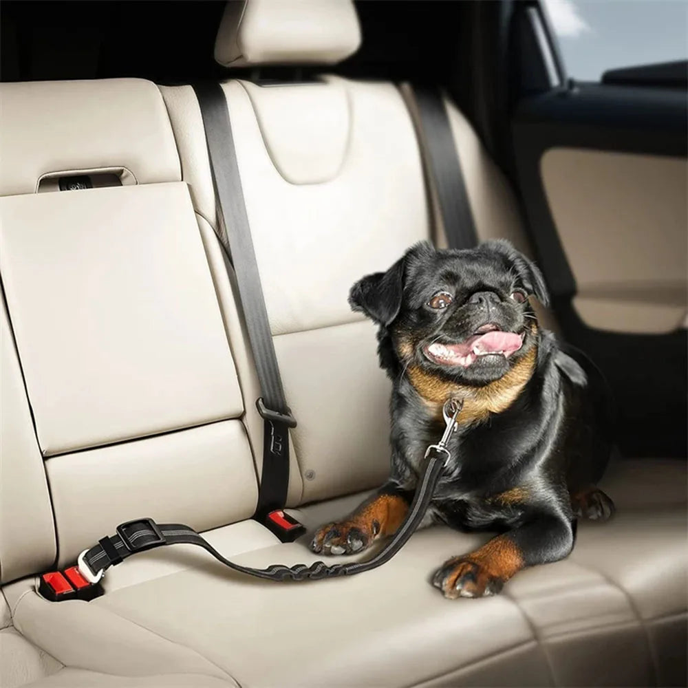 Adjustable Dog Car Seat Belt Harness for Dogs-Nylon Reflective Cushioning Elasticity Car Travel Accessories for Dogs