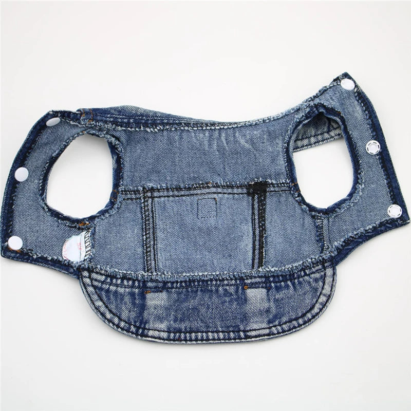 Dog Jeans Jacket ,Cool Puppy Summer Clothes ,Dog Denim Shirts for Small Boy Dogs Cats Outfits Washable Durable Harness Vest