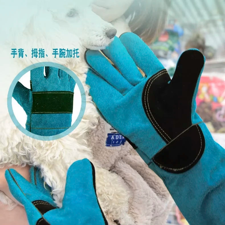 Animal Bite Resistant Protection Gloves Bite Proof for Bathing,Grooming,Welding,Dog/Cat/Bird/Snake/Lizard/Reptile Scratch/Bite