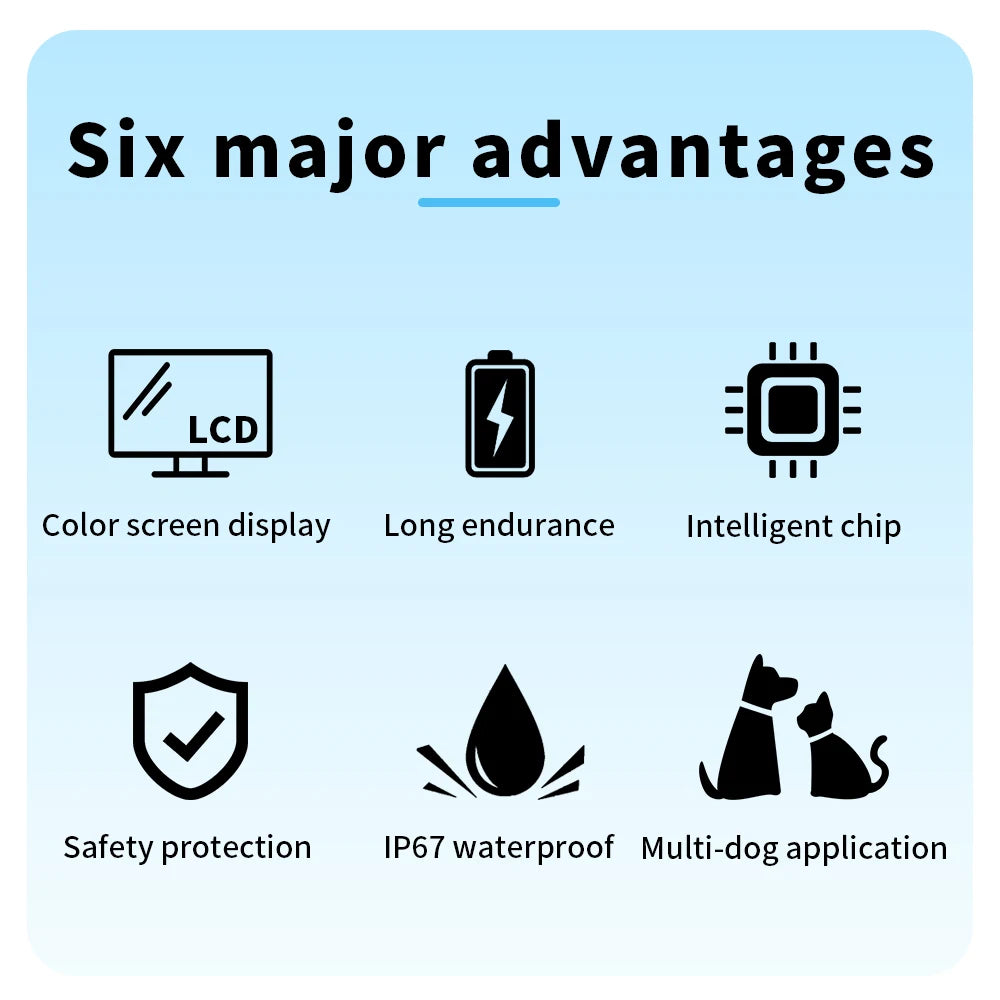 Automatic Anti Barking Dog Collar HD Digital Rechargeable Bark Stopper Smart Stop Barking IP67 Waterproof Collar For Dog