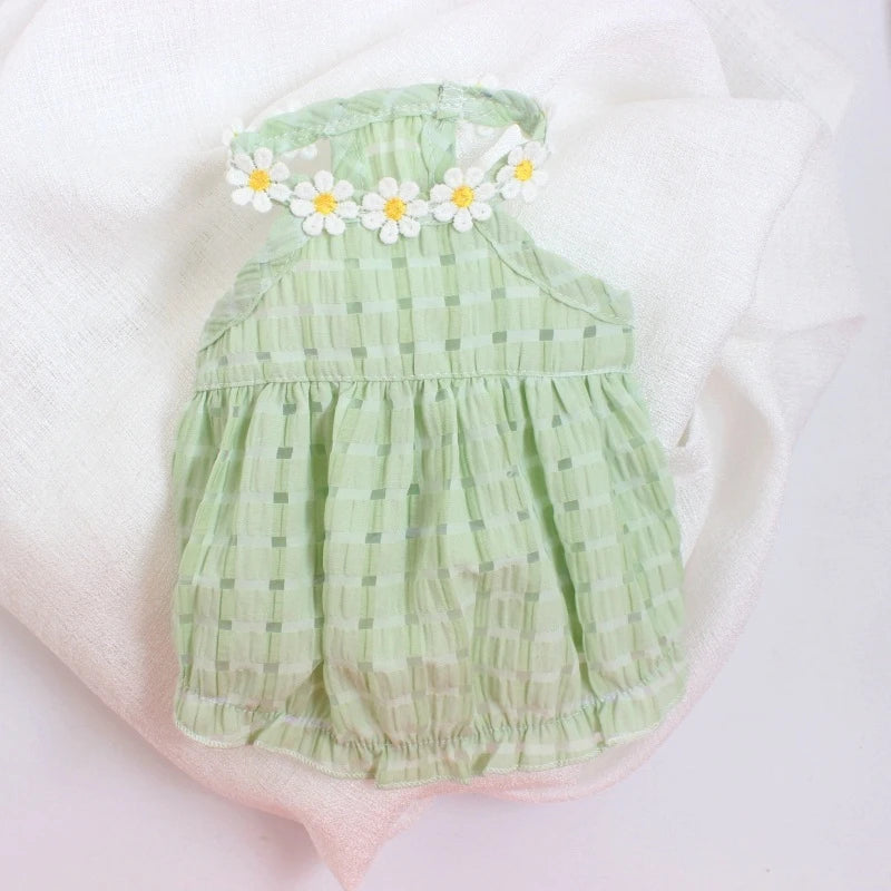 Floral Designer Dogs Fancy Dress Candy Green Tutu Skirt Mini Female Cat Clothes for Chihuahua New Summer Puppy Pet Products