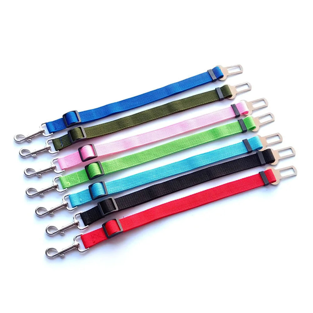 Adjustable Dog Car Seat Belt Harness for Dogs-Nylon Reflective Cushioning Elasticity Car Travel Accessories for Dogs