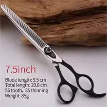 Fenice 7.0/7.5 inch Professional Pet Dog Grooming Thinning Scissors Black Handle Thinning Rate 35% Thinner Shears JP440C