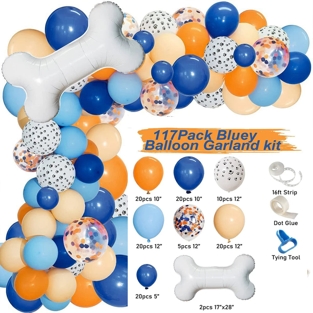 Dog Paw Balloons Arch Garland Blue Orange White Paws Air Globos Bone Foil Balloon for Baby Shower Birthday Party Decor