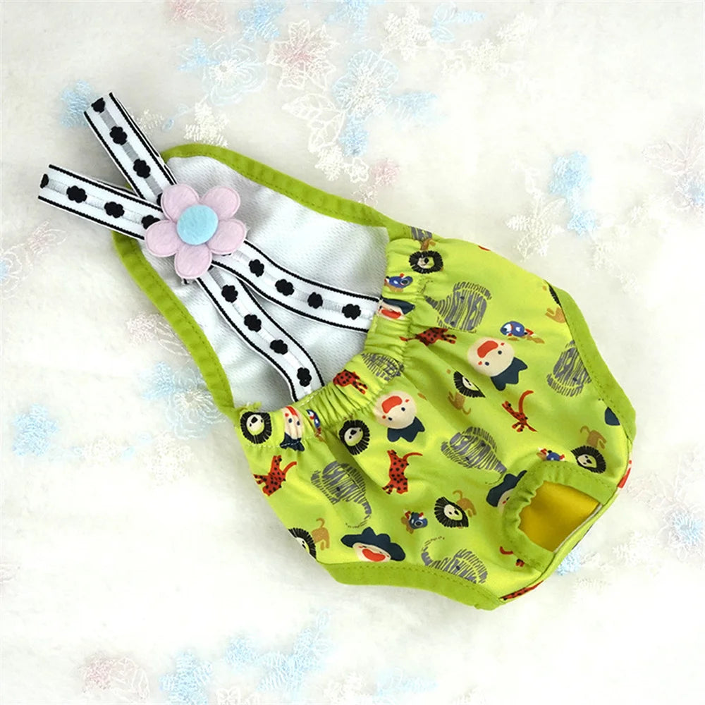 Cartoon Print Pet Dog Shorts Diaper Sanitary Pants Washable