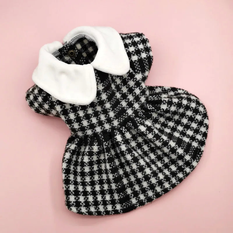 Pet Tweed Dress Spring Autumn Jackets Dog ClothesTeddy Bear Schnauzer Puppy Cat Warm Pet Clothes Dog Christmas Clothes