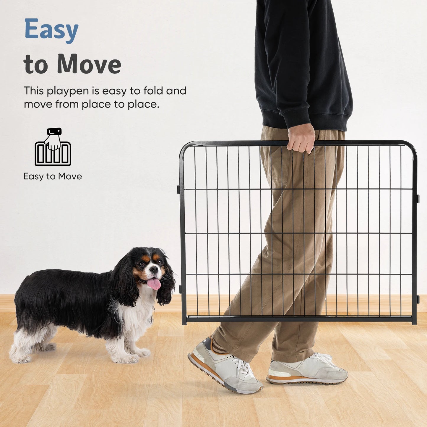 16 Panel Dog Playpen Indoor Pet Fence Exercise for Yard Gate Heavy Duty Crates with Doors Metal Dog Pen for Camping Outdoor