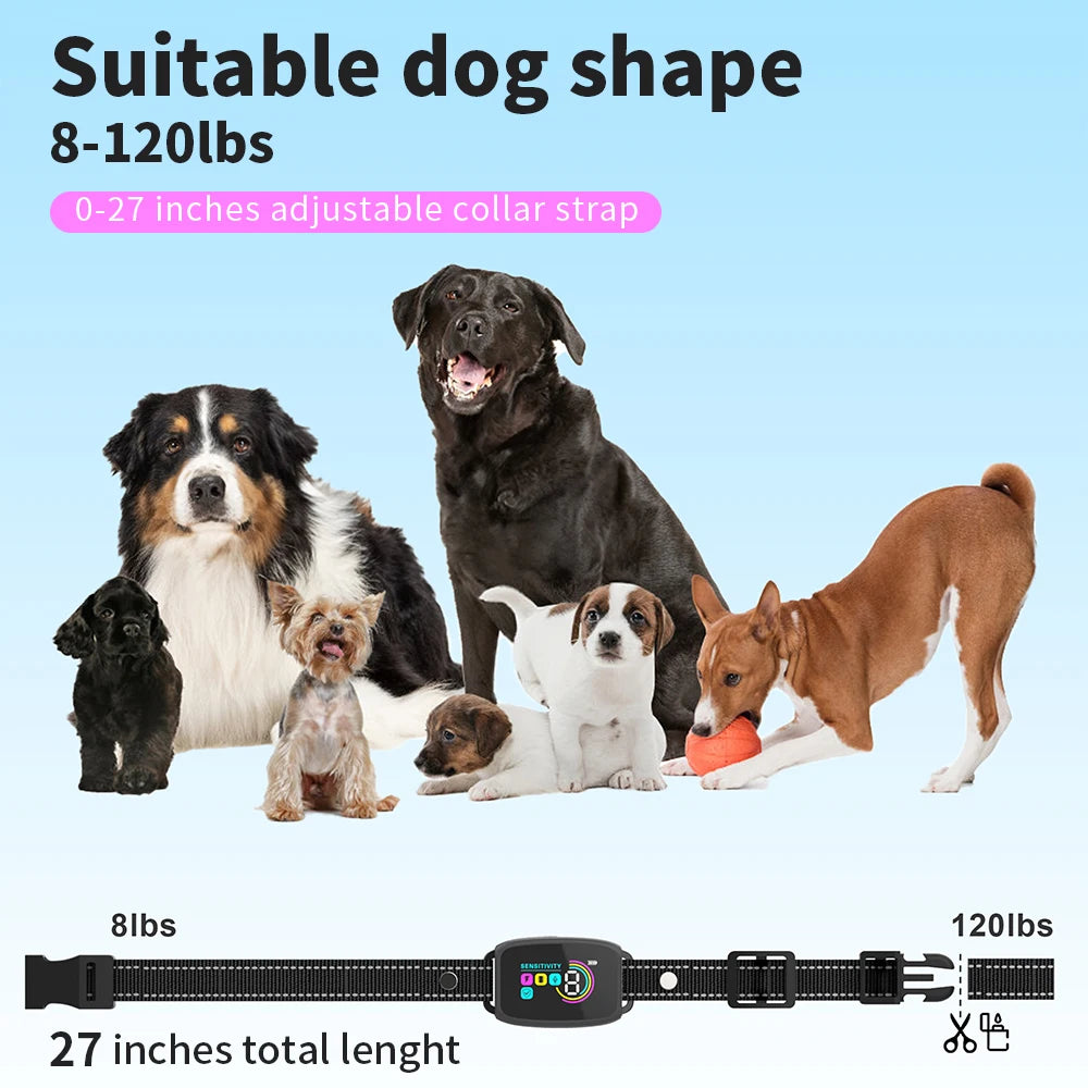 Automatic Anti Barking Dog Collar HD Digital Rechargeable Bark Stopper Smart Stop Barking IP67 Waterproof Collar For Dog
