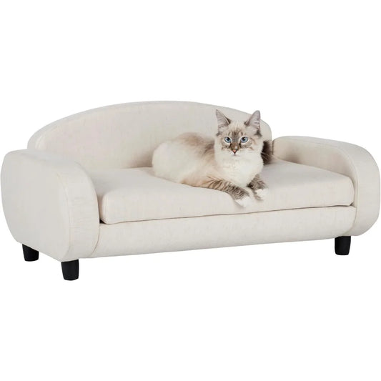 Cat Bed, Pet Sofa m Low Back Lounging Bed with Removable Mattress Cover, Cat Beds