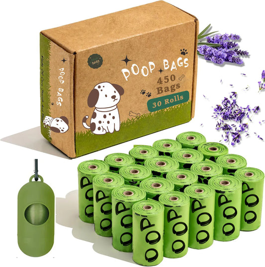 EPBiodegradable Dog Poop Bags Lavender Scented Pet Poop Bags With Holder Extra Thick Leakproof Dog Poop Bags With Dispenser