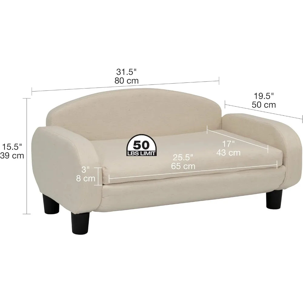 Cat Bed, Pet Sofa m Low Back Lounging Bed with Removable Mattress Cover, Cat Beds