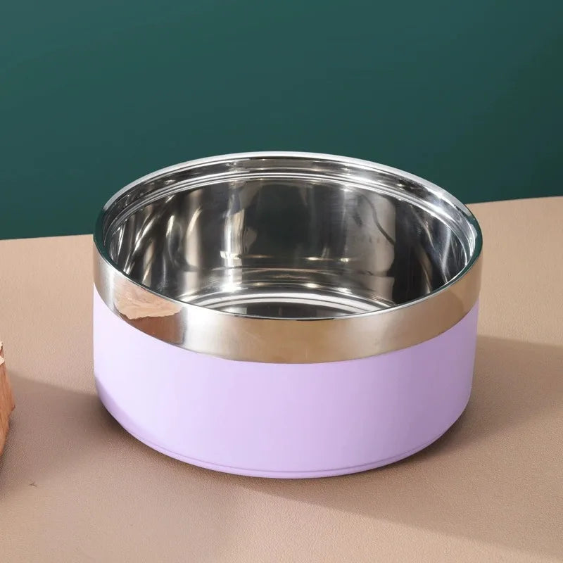 Premium Dog Bowl Stylish Large Capacity Pet Bowl Thickened Double-layer Stainless Steel Design with Non-Slip Mat for Cats Dogs