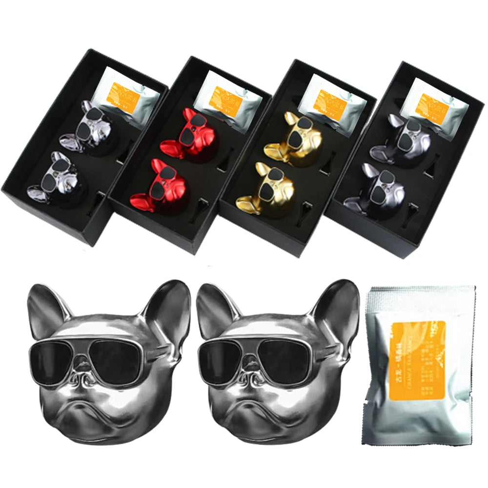 French Dog Solid Air Freshener Perfume Car Diffuser-2PCS Vehicle Deodorant Air Vent Clip Bulldog Air Freshener For Car Refill