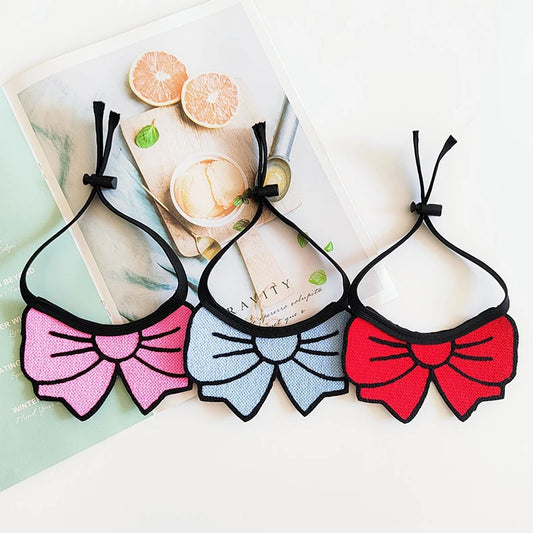 Anime Cartoon Style Cat Bow Tie Cute Pet Saliva Towel Dog Outfits Neck Decor Cat Bib Knitted Small Dog Suppplies Cute Bow Scarf