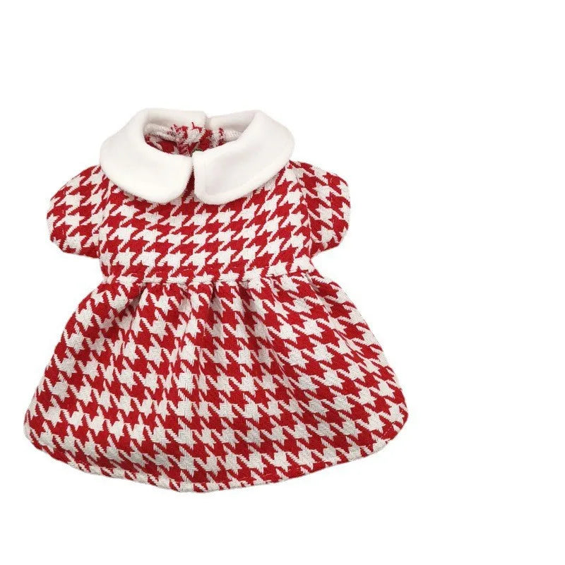 Pet Tweed Dress Spring Autumn Jackets Dog ClothesTeddy Bear Schnauzer Puppy Cat Warm Pet Clothes Dog Christmas Clothes