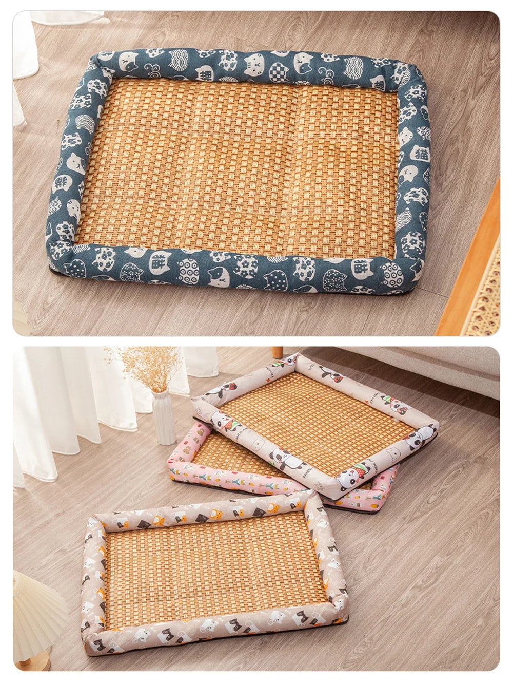 Summer Cat Nest Pet Cooling Mat Dog Cooling Sofa Breathable Pad Moistureproof Rattan Wear Cat Puppy Basket Mats cama para