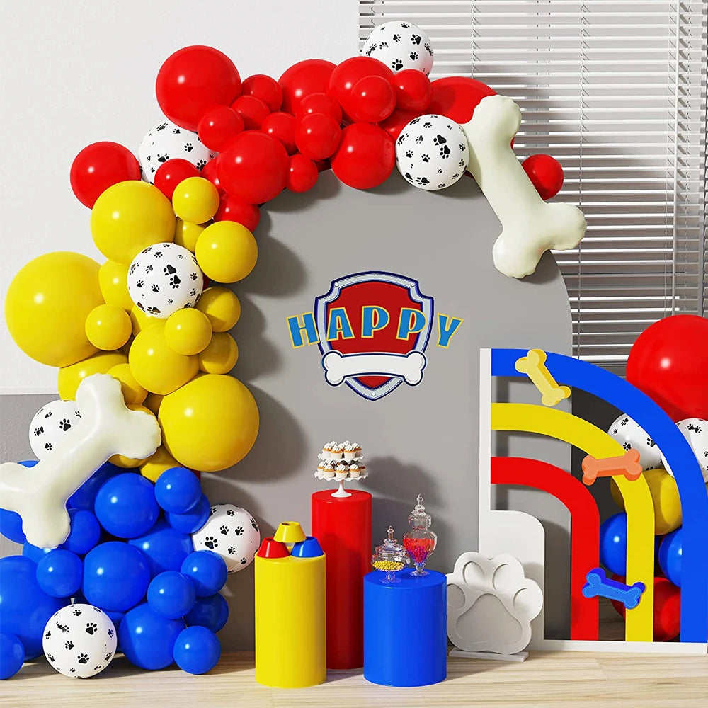 Dog Paw Balloons Arch Garland Blue Orange White Paws Air Globos Bone Foil Balloon for Baby Shower Birthday Party Decor